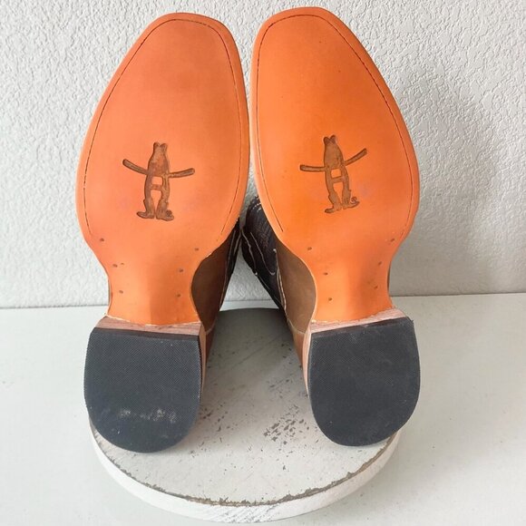 Lane RODEO HOUSTON Mens Cowboy Boots Size 15B Brown Leather Western Blunt Toe - Picture 8 of 11